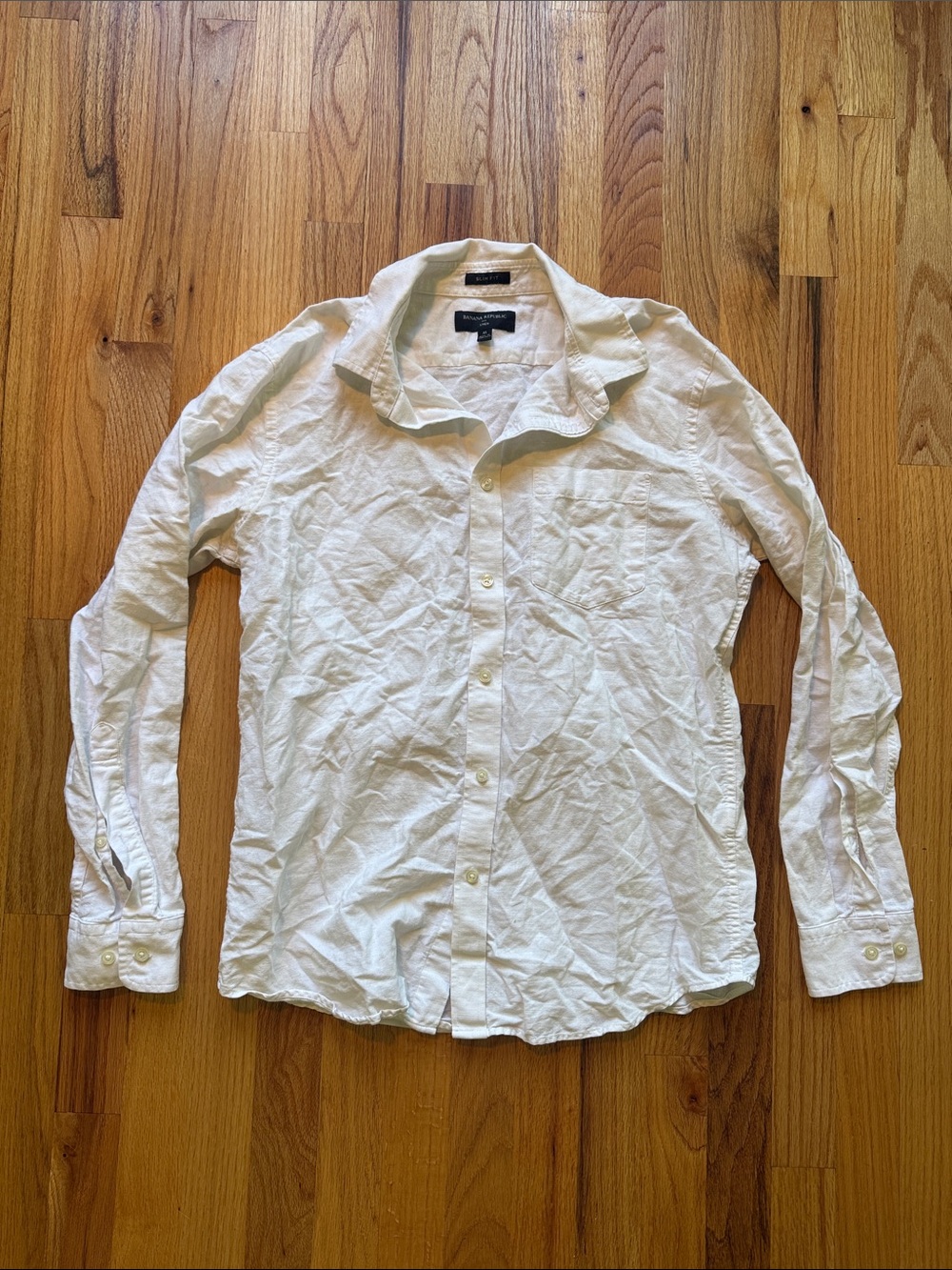 Banana Republic Linen Button Up Collared Long Sleeve T Shirt Blouse slim fit